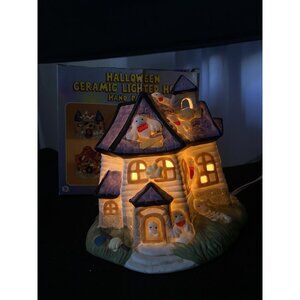 Vintage Halloween Haunted House Ceramic‎ Mansion Light Up Ghosts Spooky BULB